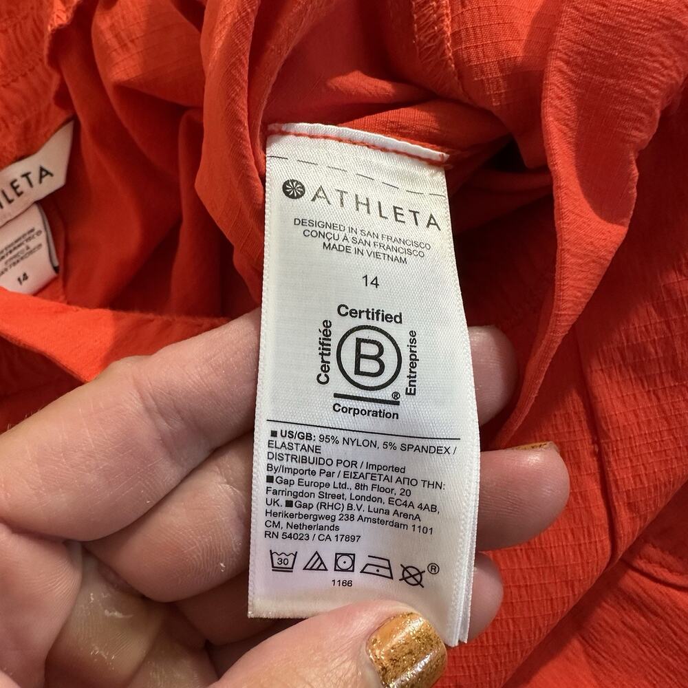 Athleta Trekkie High Rise Wide Parachute Pants Women Size 14 Orange Activewear - Picture 8 of 12